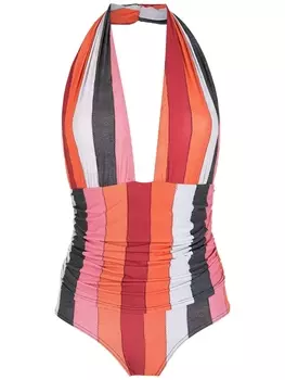 Amir Slama купальник в стиле колор-блок с вырезом халтер, разноцветный