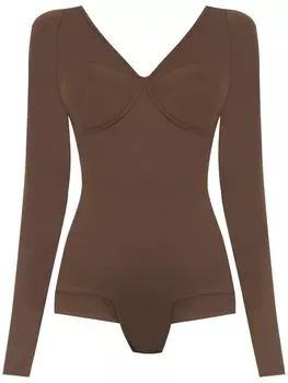 Amir Slama long sleeved bodysuit, коричневый
