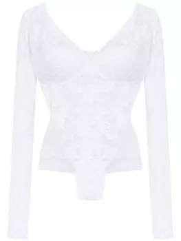 Amir Slama long sleeved lace bodysuit, белый
