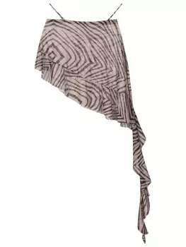 Amir Slama мини-юбка асимметричного кроя с принтом, коричневый