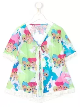 Amir Slama платье Kimono с бахромой, мультиколор