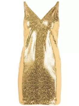 Amir Slama платье мини с эффектом металлик, золотой
