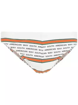 Amir Slama плавки в полоску с надписью, белый