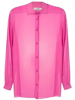 Amir Slama прозрачная рубашка с длинными рукавами, розовый