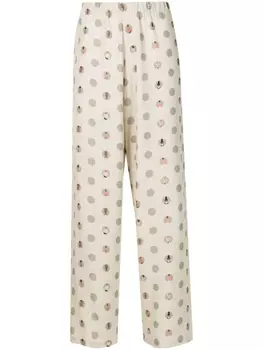 Amir Slama прямые брюки с графичным принтом, нейтральный цвет