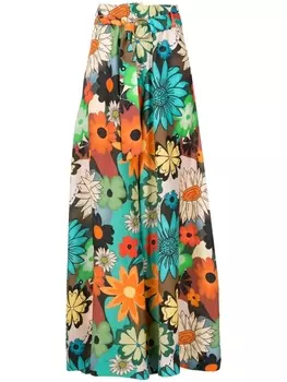 Amir Slama расклешенные брюки с цветочным принтом, разноцветный