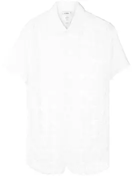 Amir Slama рубашка с короткими рукавами и вставкой в технике кроше, белый