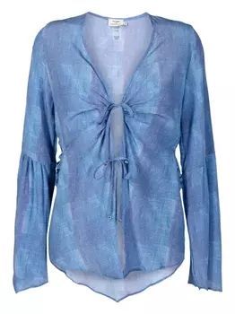 Amir Slama шелковый кафтан с завязками, синий