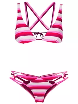 Amir Slama stripe-print strappy bikini, розовый