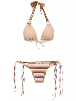 Amir Slama striped bikini set, нейтральный цвет