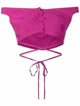 Amir Slama укороченная блузка с открытыми плечами, фиолетовый