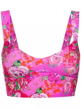 Amir Slama укороченный топ с цветочным принтом, розовый