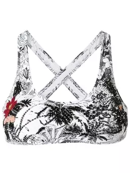 Amir Slama верх бикини с вышивкой, белый