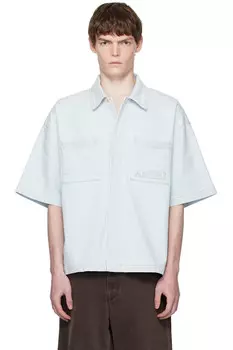 Amiri 3D короткий рукав джинсовая рубашка на кнопках Amiri, индиго