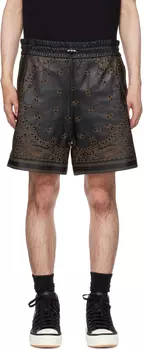 AMIRI Черные кожаные шорты-бандана