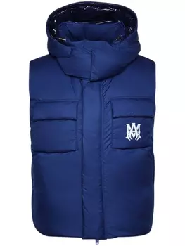AMIRI дутый жилет с вышитым логотипом, синий