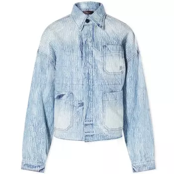 AMIRI Джинсовая куртка с жаккардовым логотипом и спецодеждой, синий