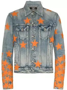 AMIRI джинсовая куртка узкого кроя с нашивками, синий