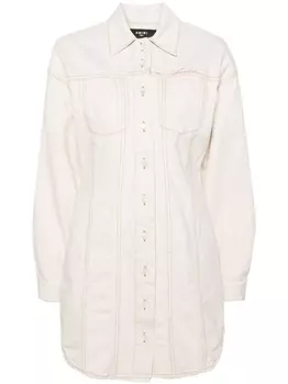 AMIRI джинсовое платье-рубашка Script, нейтральный цвет