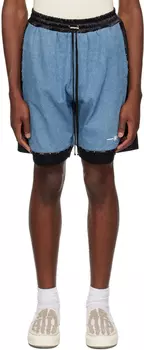 AMIRI Джинсовые шорты цвета индиго со вставками