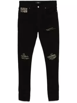 AMIRI джинсы с леопардовым принтом, черный