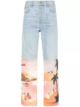 AMIRI джинсы с вышитым логотипом, синий