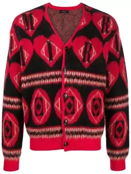 AMIRI кардиган вязки интарсия с логотипом, красный