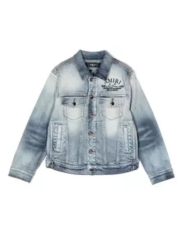 AMIRI KIDS джинсовая куртка с вышитым логотипом, синий