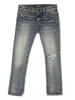 AMIRI KIDS джинсы с эффектом потертости, синий