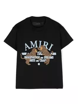 AMIRI KIDS футболка Arts District с леопардовым принтом, черный