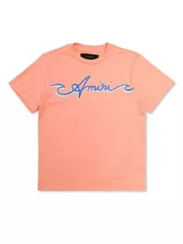 AMIRI KIDS футболка с нашивкой-логотипом, розовый