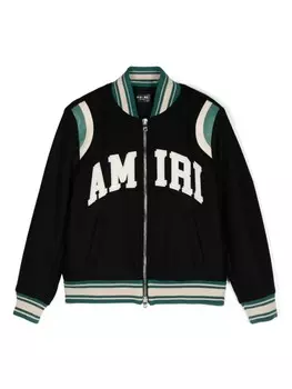 AMIRI KIDS куртка-бомбер с полосатым краем и логотипом, черный