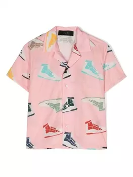 AMIRI KIDS рубашка с короткими рукавами и графичным принтом, розовый