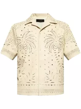 AMIRI кожаная рубашка с перфорацией, нейтральный цвет