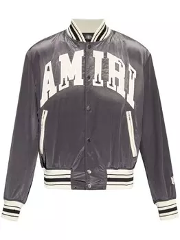 AMIRI куртка-бомбер с вышитым логотипом, серый