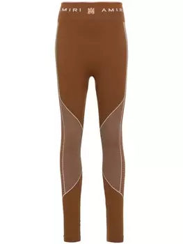 AMIRI легинсы со вставками и логотипом, коричневый