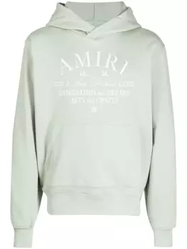 AMIRI logo-print cotton hoodie, зеленый