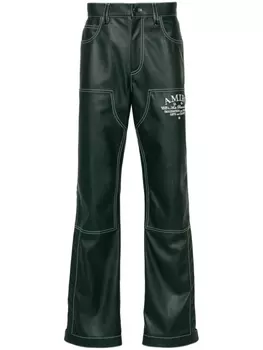 AMIRI прямые брюки с вышитым логотипом, зеленый