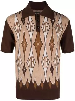 AMIRI шерстяная рубашка поло с узором аргайл, коричневый