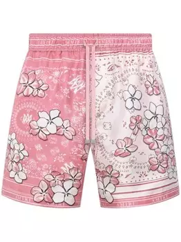 AMIRI шорты с цветочным принтом в виде банданы, розовый