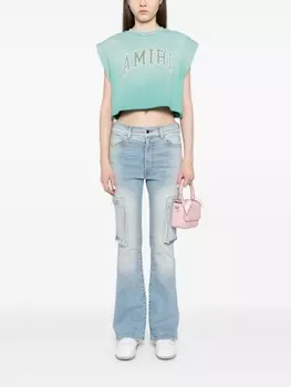 AMIRI укороченная майка с логотипом, синий