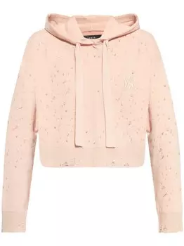 AMIRI укороченная толстовка с капюшоном и завязками с эффектом потертости, розовый