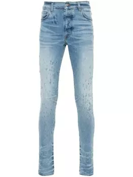 AMIRI узкие джинсы с рваными краями, синий
