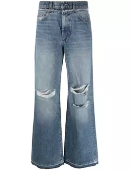 AMIRI wide-leg cotton jeans, синий
