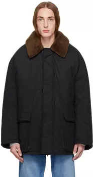 AMOMENTO Черная куртка со съемным воротником
