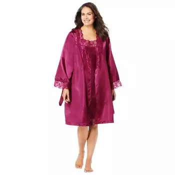 Amoureuse - женский комплект из роскошного атласного короткого пеньюара, цвет Pomegranate