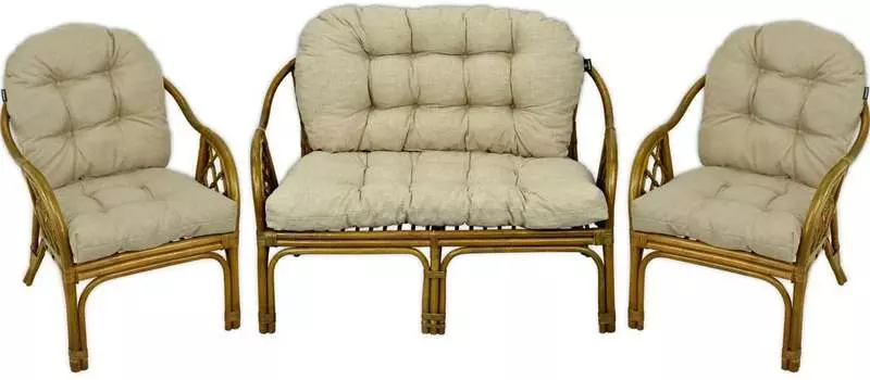 AMPO обивочная подушка из ротанга комплект Bahama из ротанга, стул, садовая скамейка, подушка из ротанга, бежевый