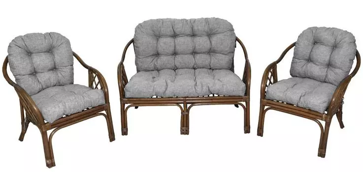 AMPO обивочная подушка из ротанга комплект Bahama из ротанга, стул, садовая скамейка, подушка из ротанга, серый