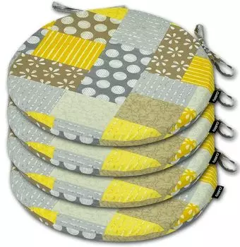 AMPO Подушка для сиденья, подушка для стула, подушка, подушка, подушка для сиденья, круглая подушка, 4 шт., бежевый