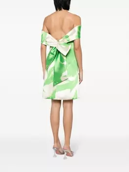 Amsale платье мини с открытыми плечами и абстрактным принтом, зеленый